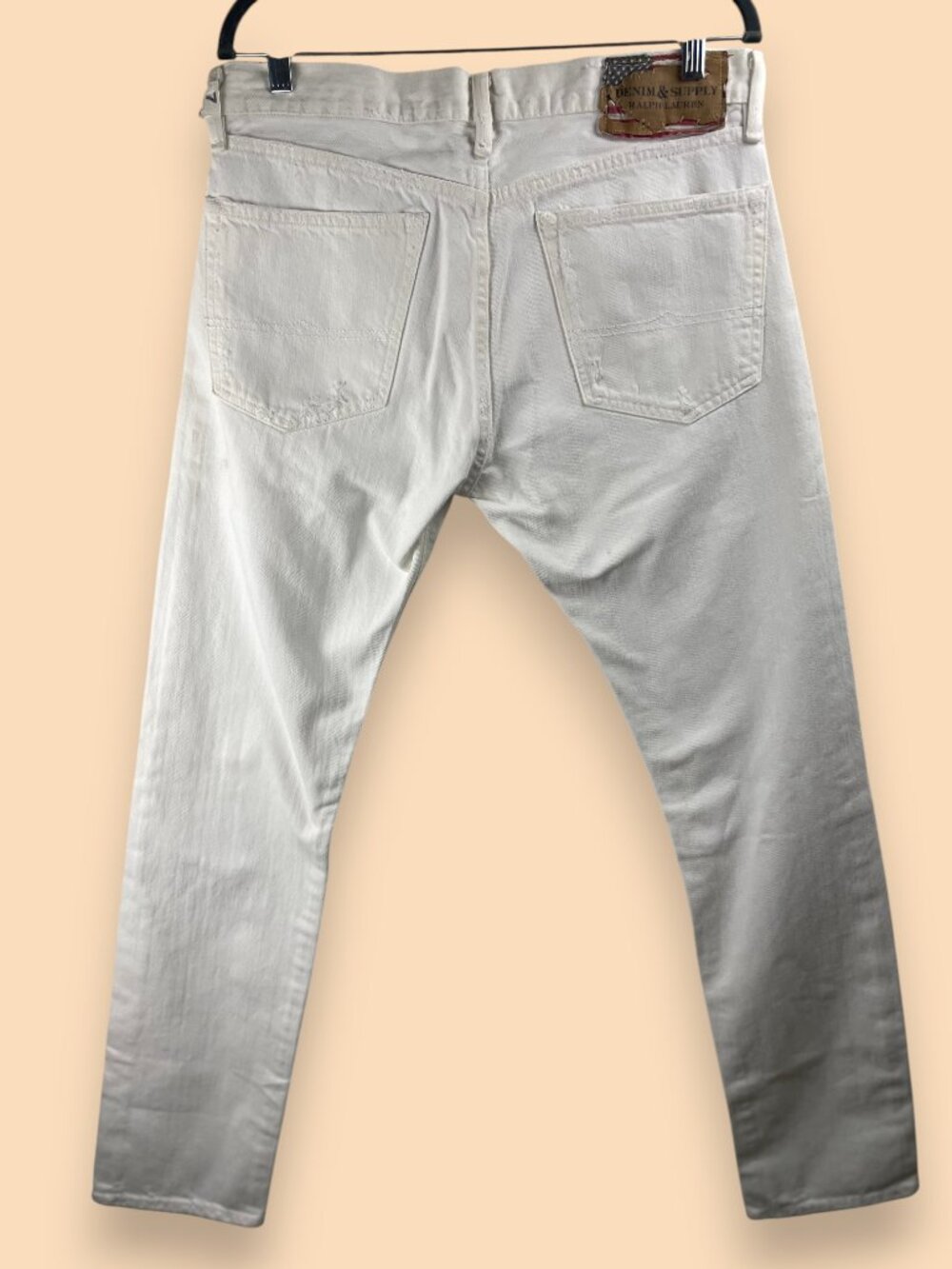 Ralph Lauren Denim & Supply White Jeans Slim 34 Retro Distressed - Picture 2 of 6